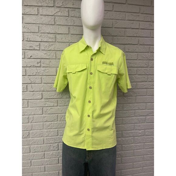 Gillz  Men Lime Green Short Sleeve Fishing Shirt Size M - Picture 1 of 12